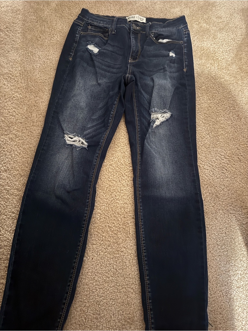 Women’s Dark Blue Distressed Mudd Skinny Jeans